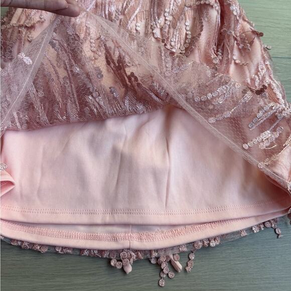 Lulus Blush Pink Fringe Mini Dress Size M - Picture 6 of 8